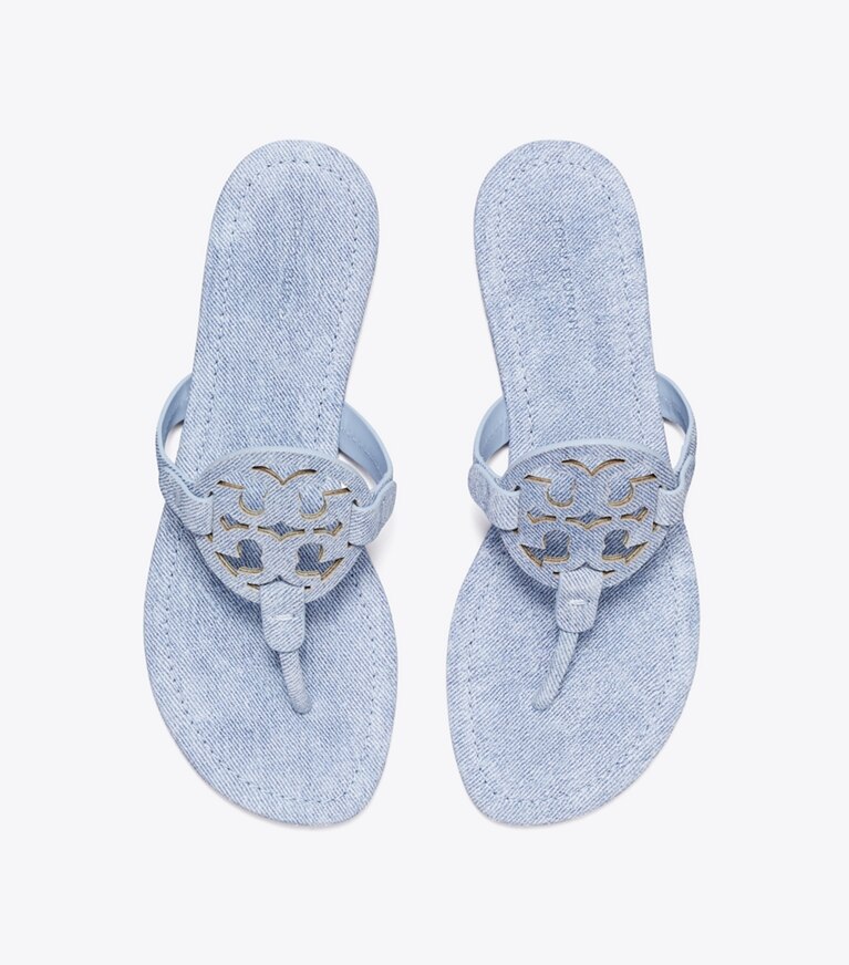 Tory Burch designer sandales Sandale Miller en suède imprimé dans BLUE CLOUD vue du dessus