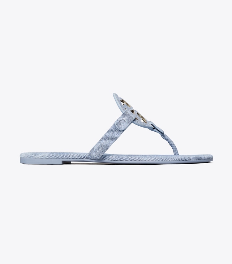 Tory Burch designer sandales Sandale Miller en suède imprimé dans BLUE CLOUD de côté