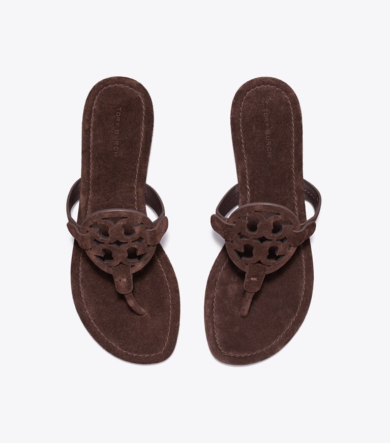Tory Burch designer sandales Sandale Miller en suède dans DARK COCOA vue du dessus