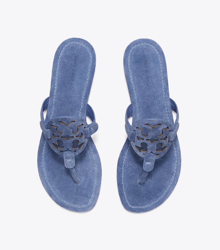 Tory Burch designer sandales Sandale Miller en suède dans SOFT BLUE vue du dessus