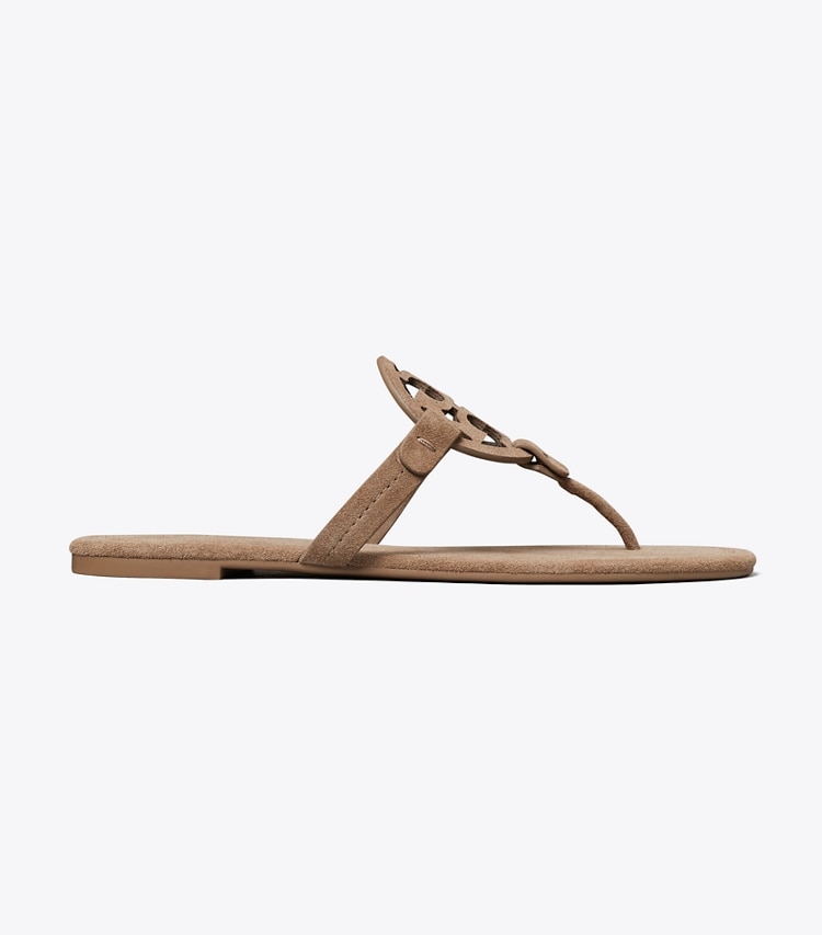 Tory Burch designer sandales Sandale Miller en suède dans RIVER ROCK de côté