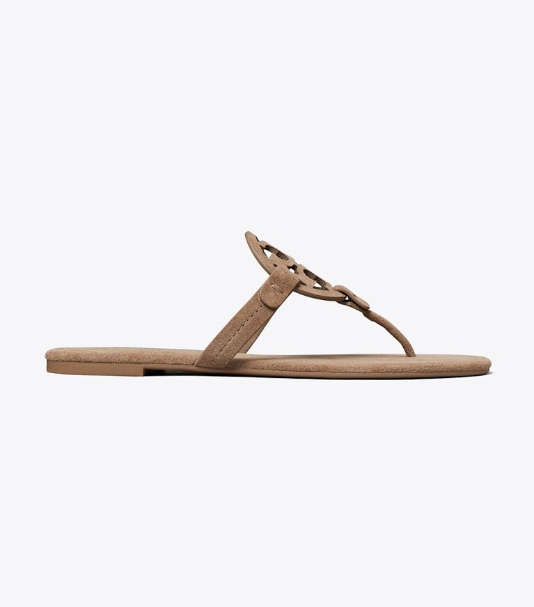 Tory Burch designer sandales Sandale Miller en suède dans RIVER ROCK de côté