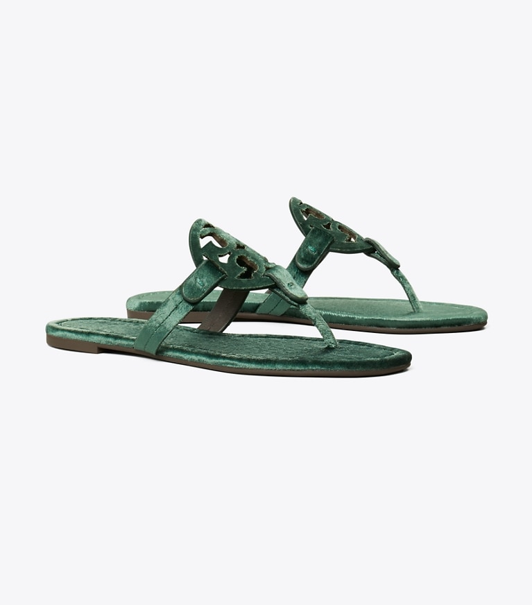 Tory Burch designer sandales Sandale Miller en velours dans DEEP TEAL angle