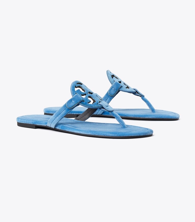 Tory Burch designer sandales Sandale Miller en velours dans Wheat Blue angle