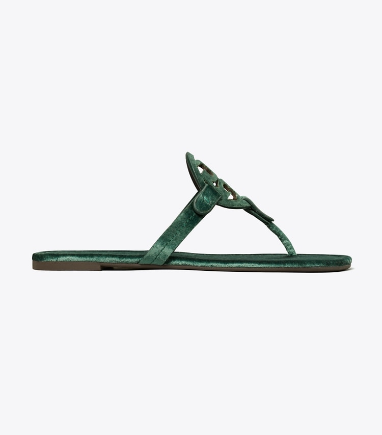 Tory Burch designer sandales Sandale Miller en velours dans DEEP TEAL de côté