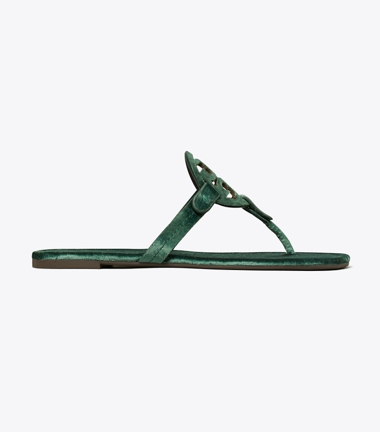 Tory Burch designer sandales Sandale Miller en velours dans DEEP TEAL de côté
