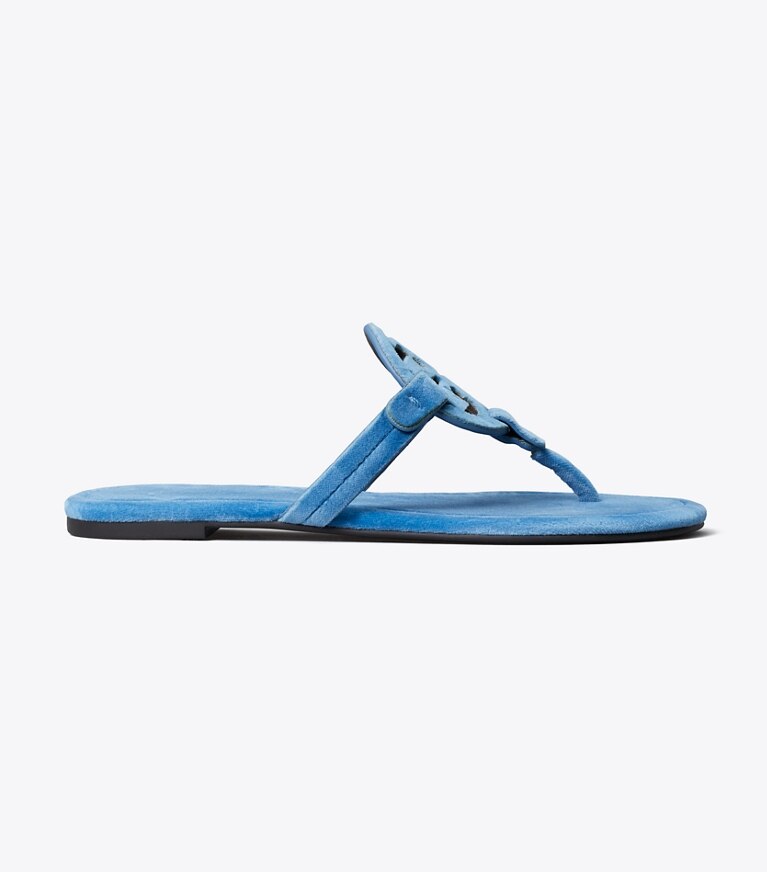 Tory Burch designer sandales Sandale Miller en velours dans Wheat Blue de côté