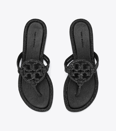 Tory Burch designer sandales Sandale Miller Pavé à nœud dans PERFECT BLACK vue du dessus