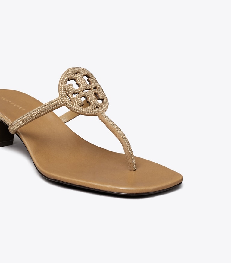 Tory Burch designer sandales Sandale Miller Pavé à petit talon dans MUSHROOM détails