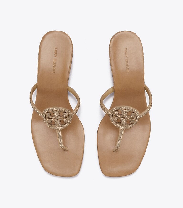 Tory Burch designer sandales Sandale Miller Pavé à petit talon dans MUSHROOM vue du dessus