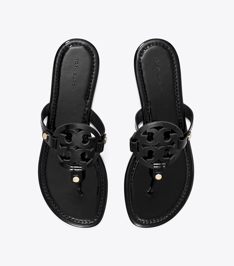 Tory Burch designer sandales Sandale Miller vernie dans Perfect Black vue du dessus