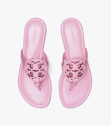Tory Burch designer sandales Sandale Miller vernie dans Petunia vue du dessus