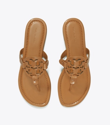 Tory Burch designer sandales Sandale Miller vernie dans Tan vue du dessus