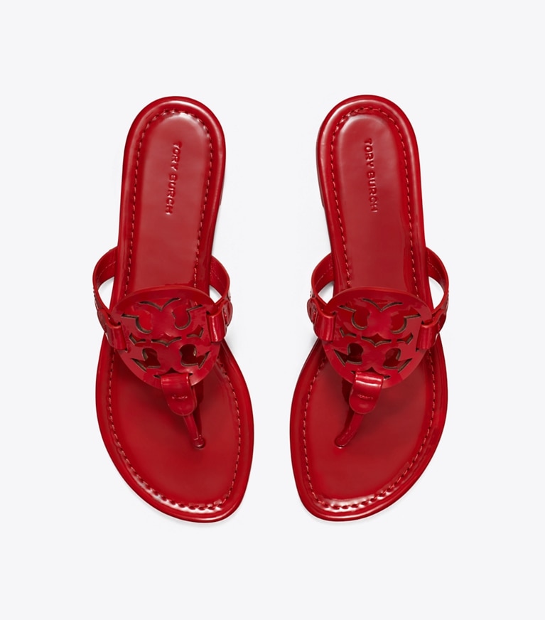 Tory Burch designer sandales Sandale Miller vernie dans TOUCAN RED vue du dessus