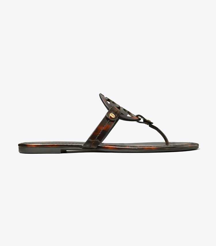 Tory Burch designer sandales Sandale Miller vernie dans TORTOISE PATENT de côté