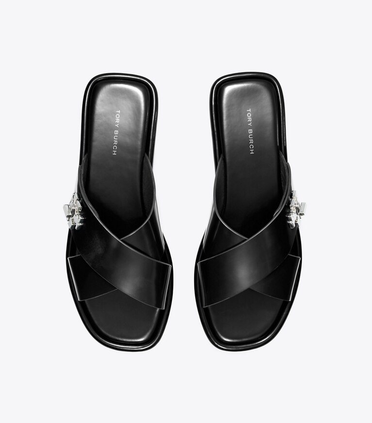 Tory Burch designer sandales Sandale mule à brides croisées avec fermoir dans PERFECT BLACK vue du dessus