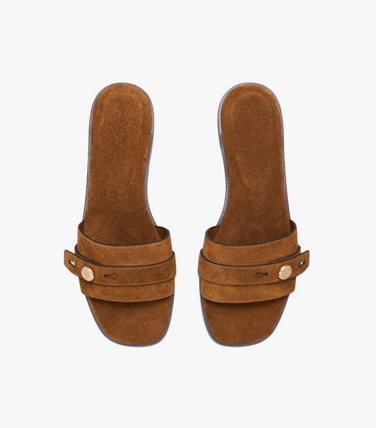 Tory Burch designer sandales Sandale Romy dans Caramel vue du dessus