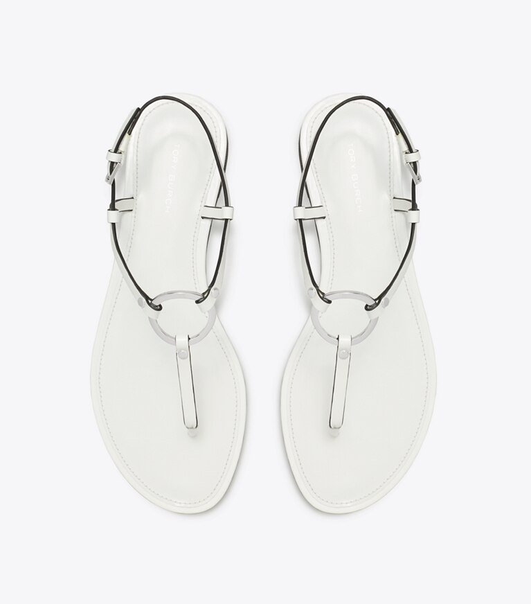 Tory Burch designer sandales Sandale salomé à anneau dans WHITE vue du dessus
