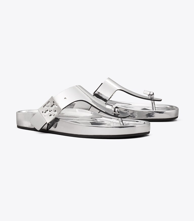 Tory Burch designer sandales Sandale salomé Mellow dans ARGENTO angle