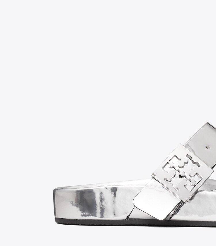 Tory Burch designer sandales Sandale salomé Mellow dans ARGENTO détails