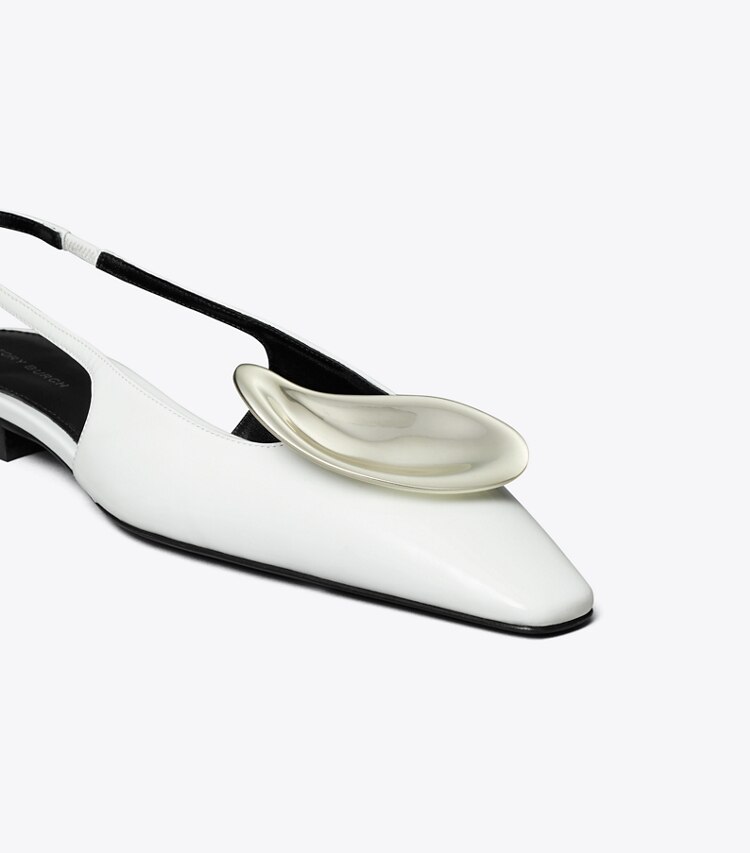 Tory Burch designer mocassins Sandales à bride arrière Patos in CLOUD / SILVER informations