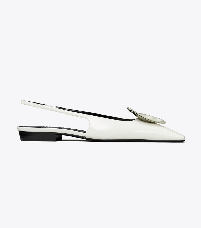Tory Burch designer mocassins Sandales à bride arrière Patos in CLOUD / SILVER angle