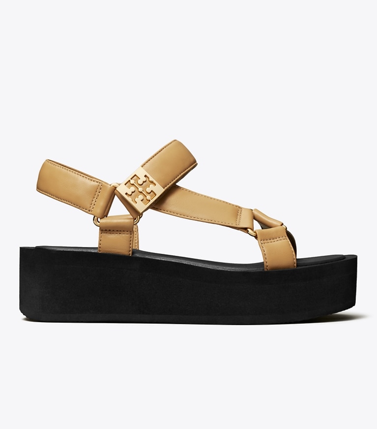 Tory Burch designer sandales Sandales à plateforme Mellow in GINGER SHORTBREAD / GOLD / PERFECT BLACK side