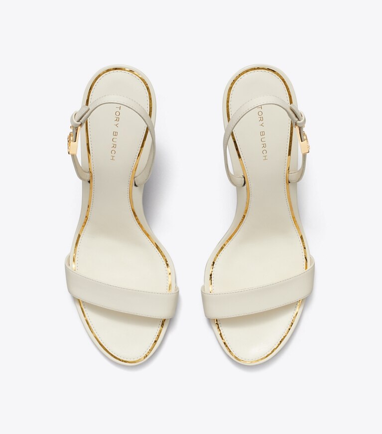 Tory Burch designer sandales Sandales à talon et boucle Double T in LIGHT CREAM dessus
