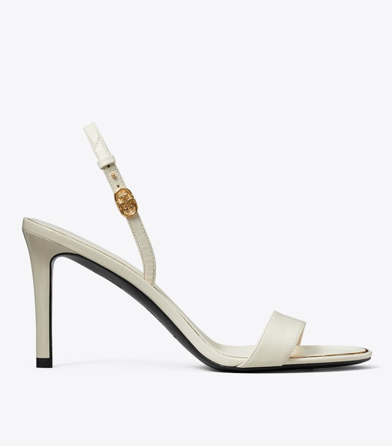 Tory Burch designer sandales Sandales à talon et boucle Double T in LIGHT CREAM side