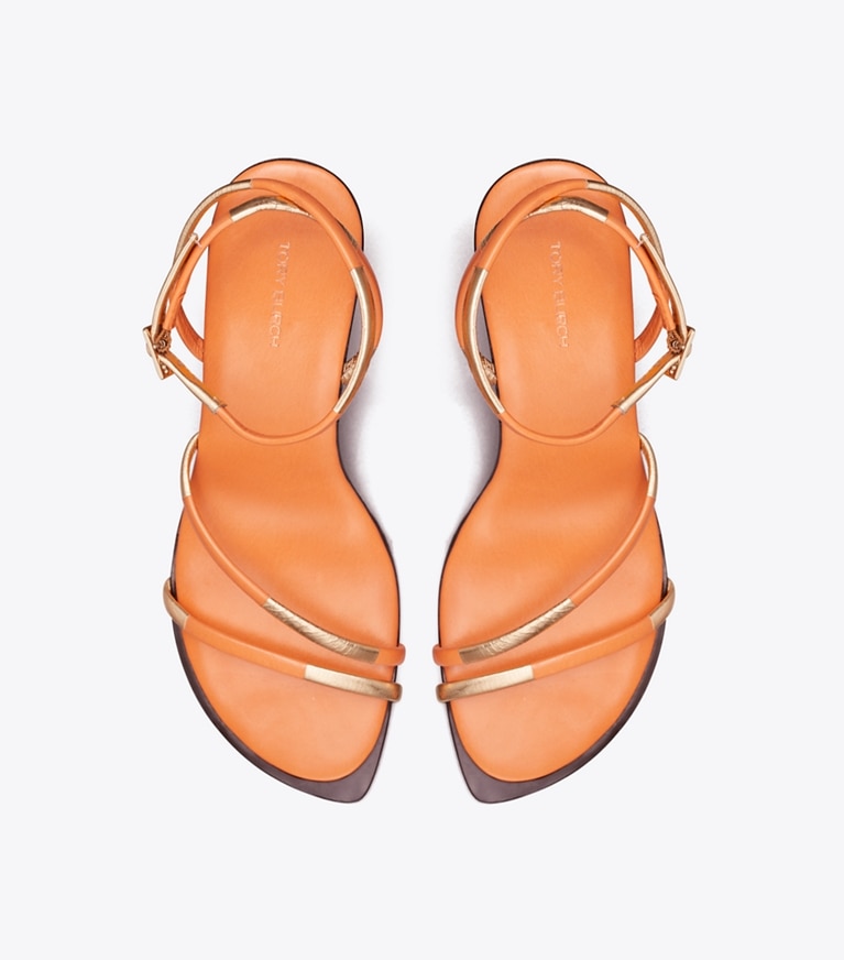 Tory Burch designer sandales Sandales à talon et brides Split Mignon in CITRUS JUICE / ROSE GOLD angle