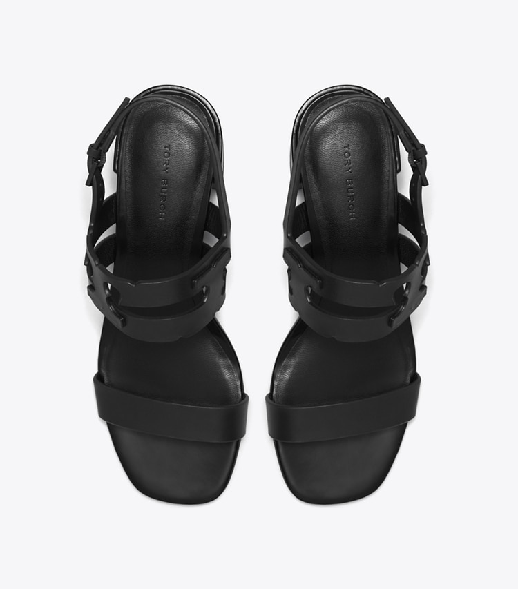 Tory Burch designer sandales Sandales à talon Ines in PERFECT BLACK / PERFECT BLACK dessus