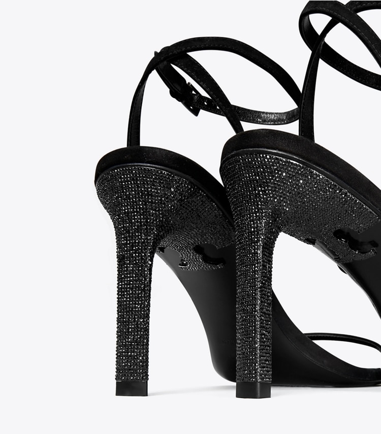 Tory Burch designer sandales Sandales à talon pavé de cristaux in PERFECT BLACK informations