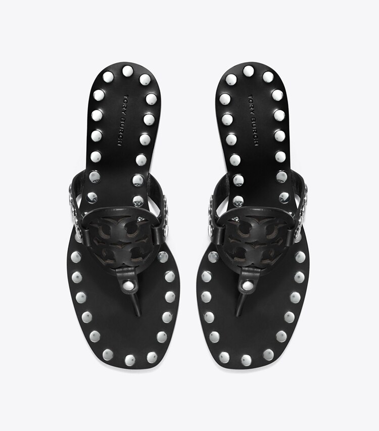 Tory Burch designer sandales Sandales cloutées Miller in PERFECT BLACK / SILVER dessus