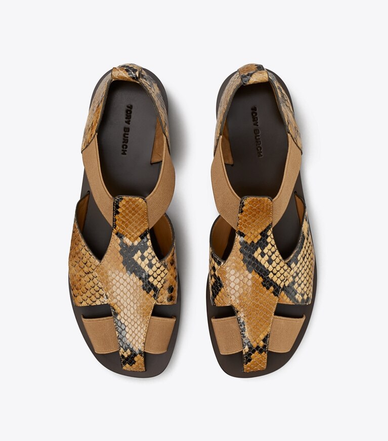 Tory Burch designer sandales Sandales de pêcheur dans BROWN ROCCIA vue du dessus