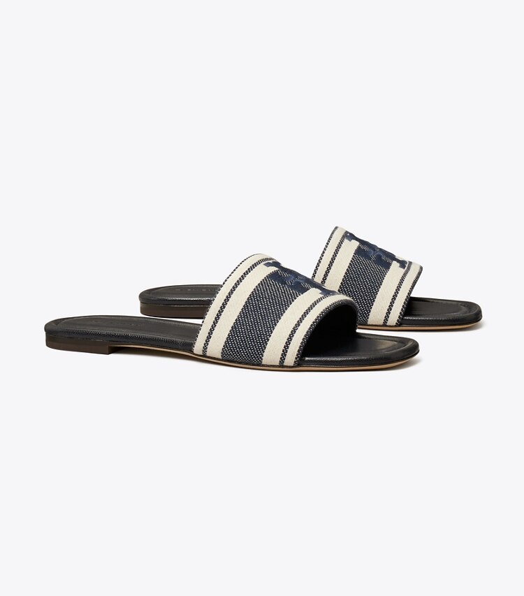 Tory Burch designer sandales Sandales Double T en jacquard dans Blue Chiaro / Ash White angle