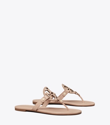 Tory Burch designer sandales Sandales en cuir Miller in Light Sand angle