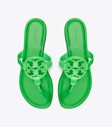 Tory Burch designer sandales Sandales en cuir verni Miller dans BRIGHT GREEN vue du dessus