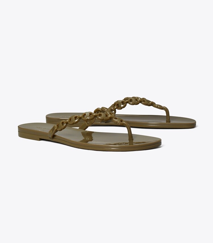 Tory Burch designer sandales Sandales Jelly Geminin Link in MOSS ROCK angle