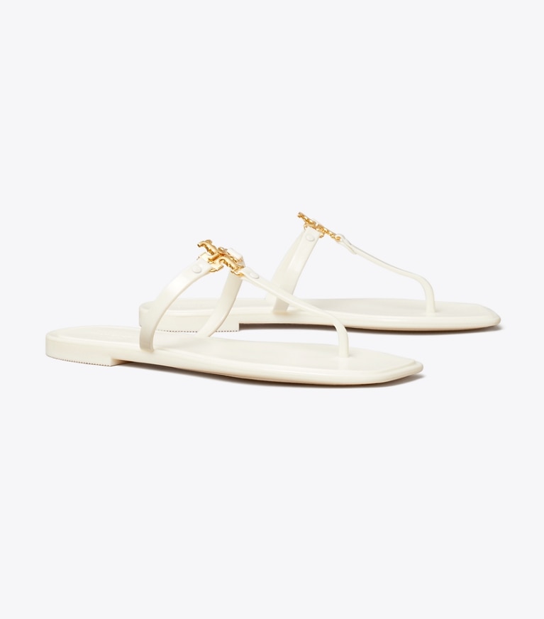 Tory Burch designer sandales Sandales Jelly Roxanne in Ivory / GOLD angle