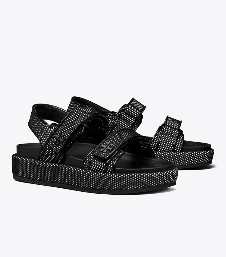 Tory Burch designer sandales Sandales Kira sport dans PERFECT BLACK / NEW IVORY angle