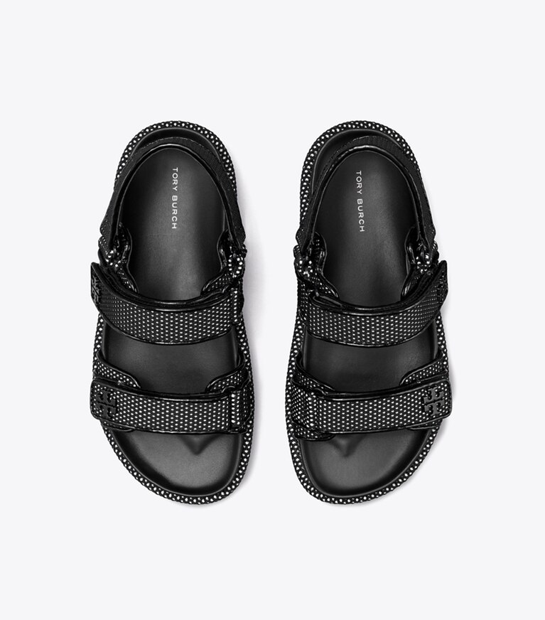 Tory Burch designer sandales Sandales Kira sport dans PERFECT BLACK / NEW IVORY vue du dessus