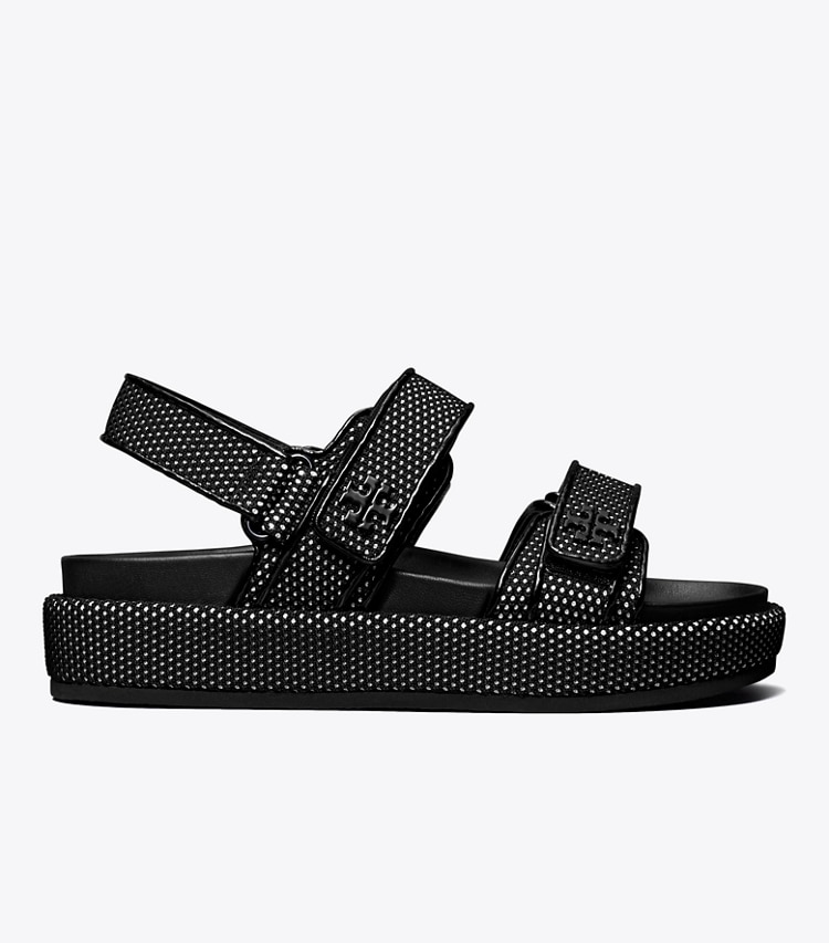 Tory Burch designer sandales Sandales Kira sport dans PERFECT BLACK / NEW IVORY de côté