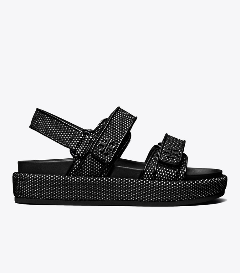 Tory Burch designer sandales Sandales Kira sport dans PERFECT BLACK / NEW IVORY de côté