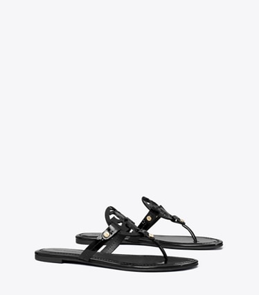 Tory Burch designer sandales Sandales Miller en cuir verni in Perfect Black angle
