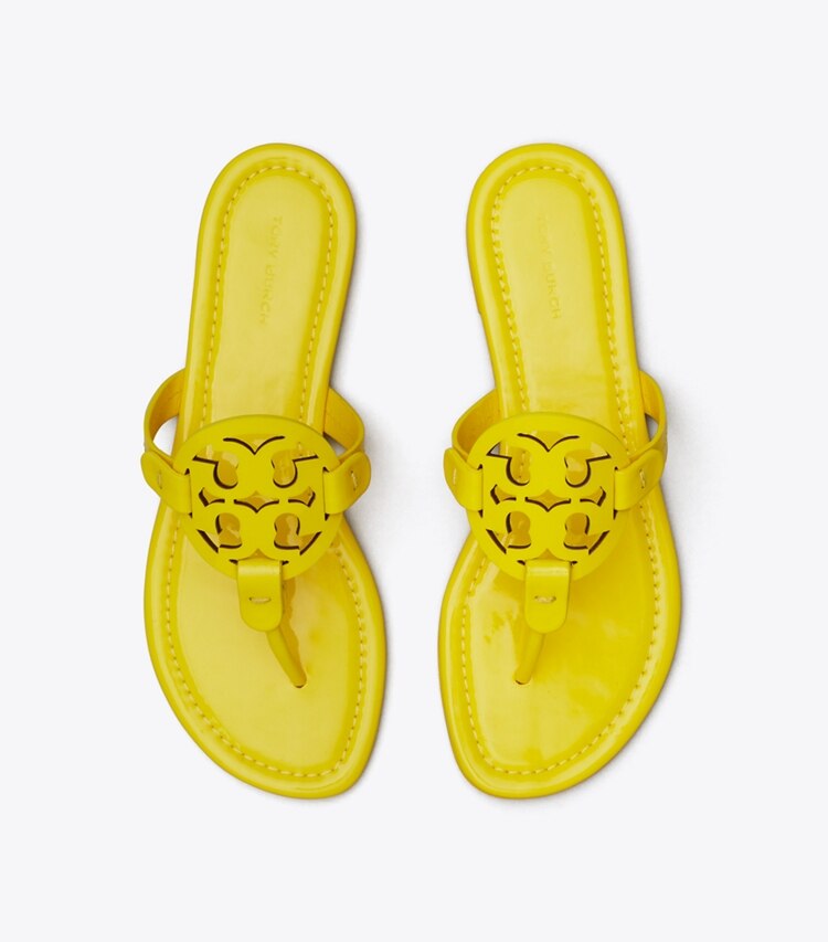 Tory Burch designer sandales Sandales Miller en cuir verni in BRIGHT YELLOW dessus