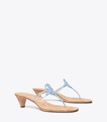 Tory Burch designer sandales Sandales Miller Jelly à petit talon in PALE BLUE angle