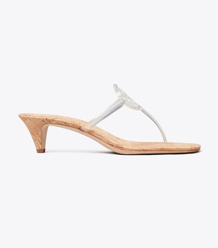 Tory Burch designer sandales Sandales Miller Jelly à petit talon dans CLEAR de côté