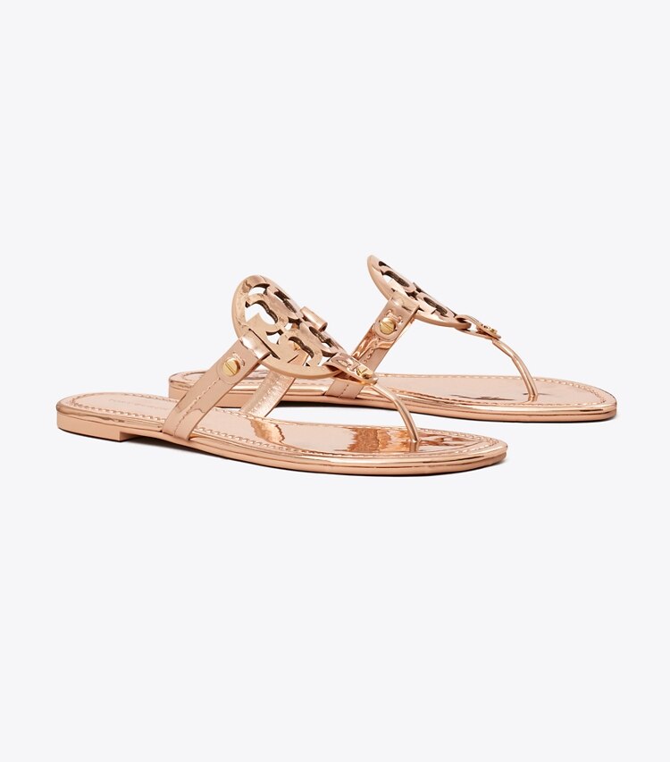 Tory Burch designer sandales Sandales Miller métallisées in ROSE GOLD angle
