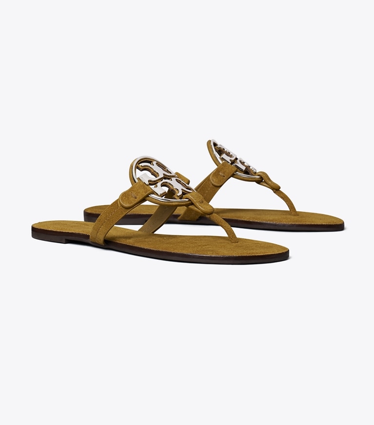 Tory Burch designer sandales Sandales Miller métallisées in OLIVE TWIG / SILVER angle