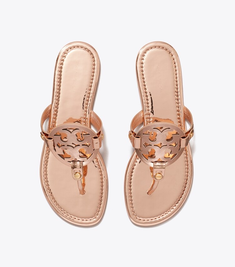 Tory Burch designer sandales Sandales Miller métallisées in ROSE GOLD dessus